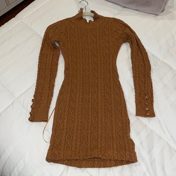 Brown open back sweater dress - Picture 1 of 3